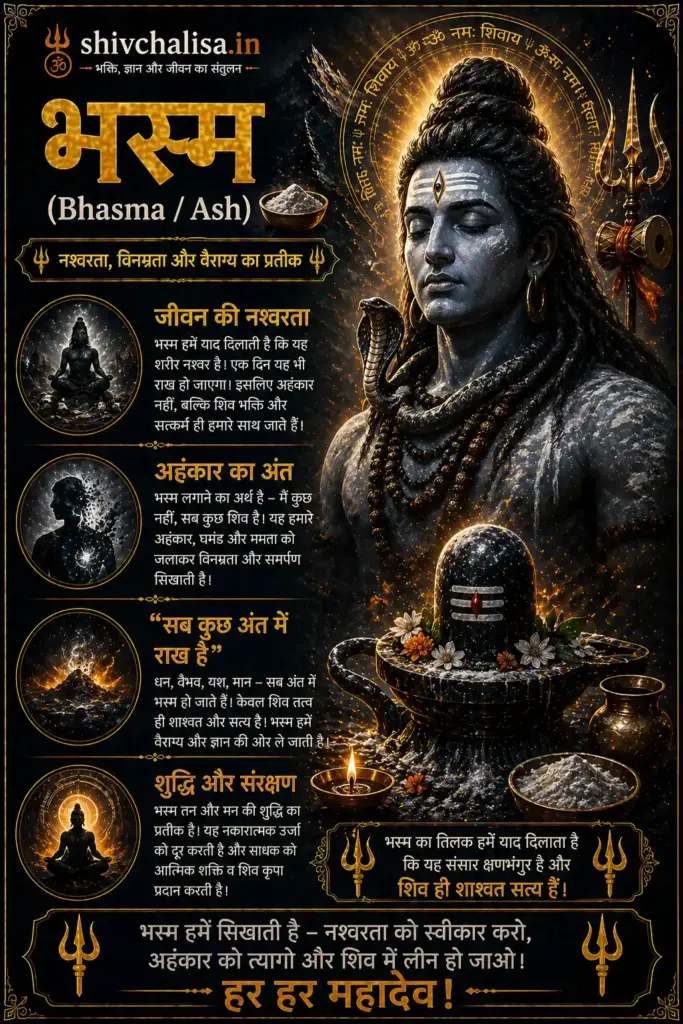 भगवान शिव के प्रतीक और उनका अर्थ (Shiva Symbols Meaning) – त्रिशूल, डमरू, नाग और अन्य रहस्य 8 shiva bhasma meaning