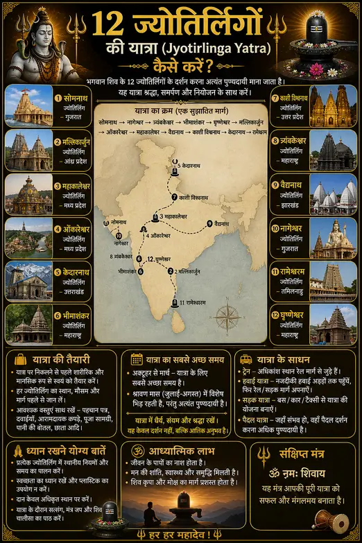 12 ज्योतिर्लिंग यात्रा भारत का मानचित्र मार्ग और सभी मंदिरों की जानकारी