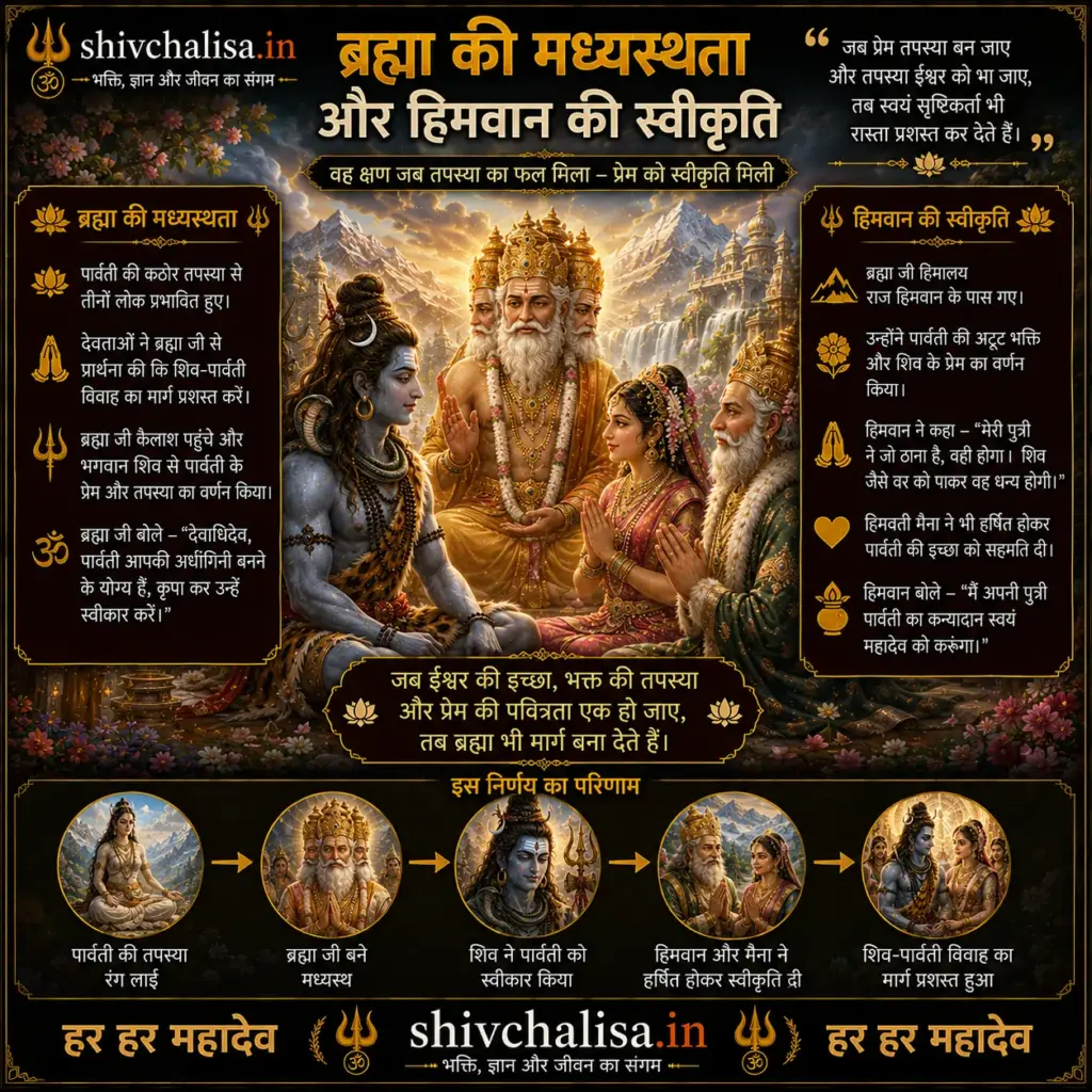 शिव-पार्वती विवाह – वह प्रेम कहानी जो तपस्या से शुरू हुई और अनंत तक चली | Shiv Parvati Vivah 7 Brahma ki Madhstata aur Himvaan ki svikruti