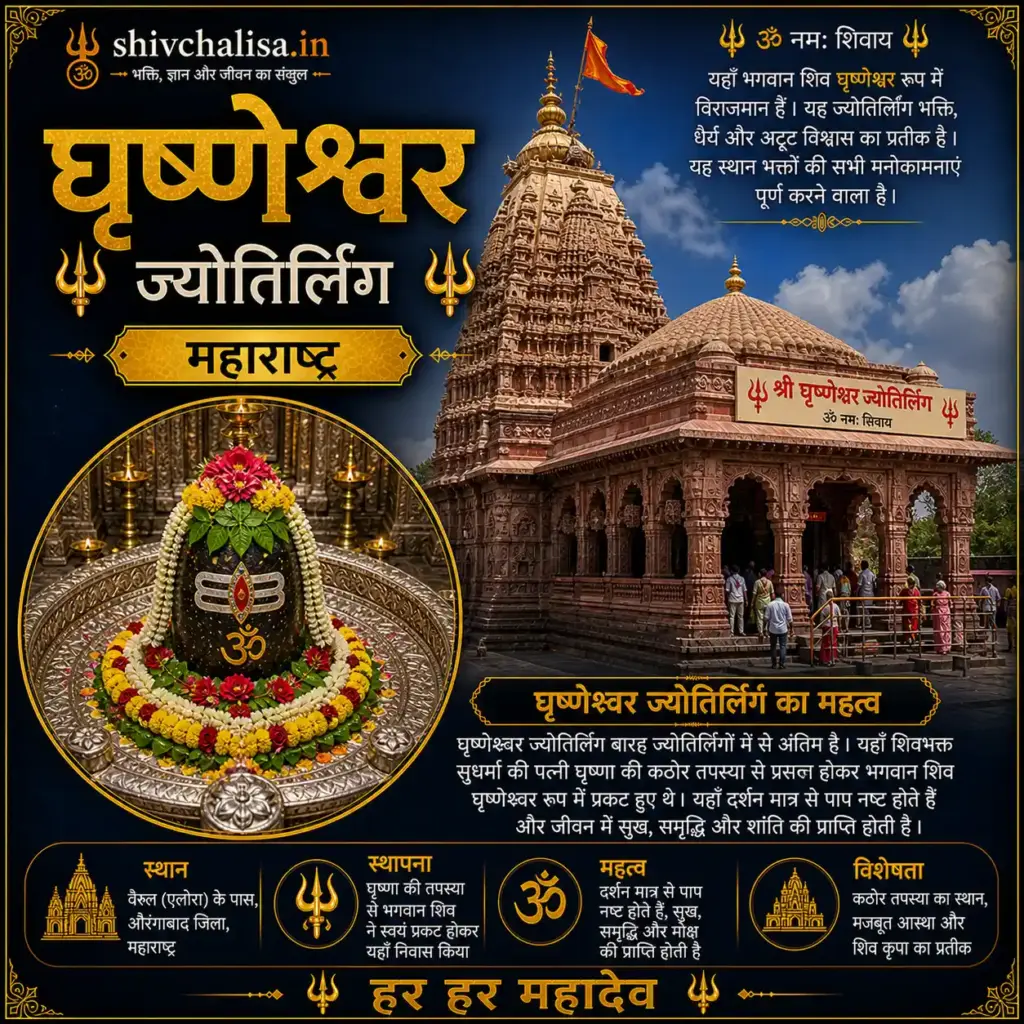 घृष्णेश्वर ज्योतिर्लिंग एलोरा के पास स्थित मंदिर और शिवलिंग