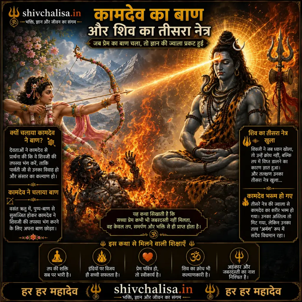 शिव-पार्वती विवाह – वह प्रेम कहानी जो तपस्या से शुरू हुई और अनंत तक चली | Shiv Parvati Vivah 4 Kamdev ka Bann - Aur Shiv ka tisra netra