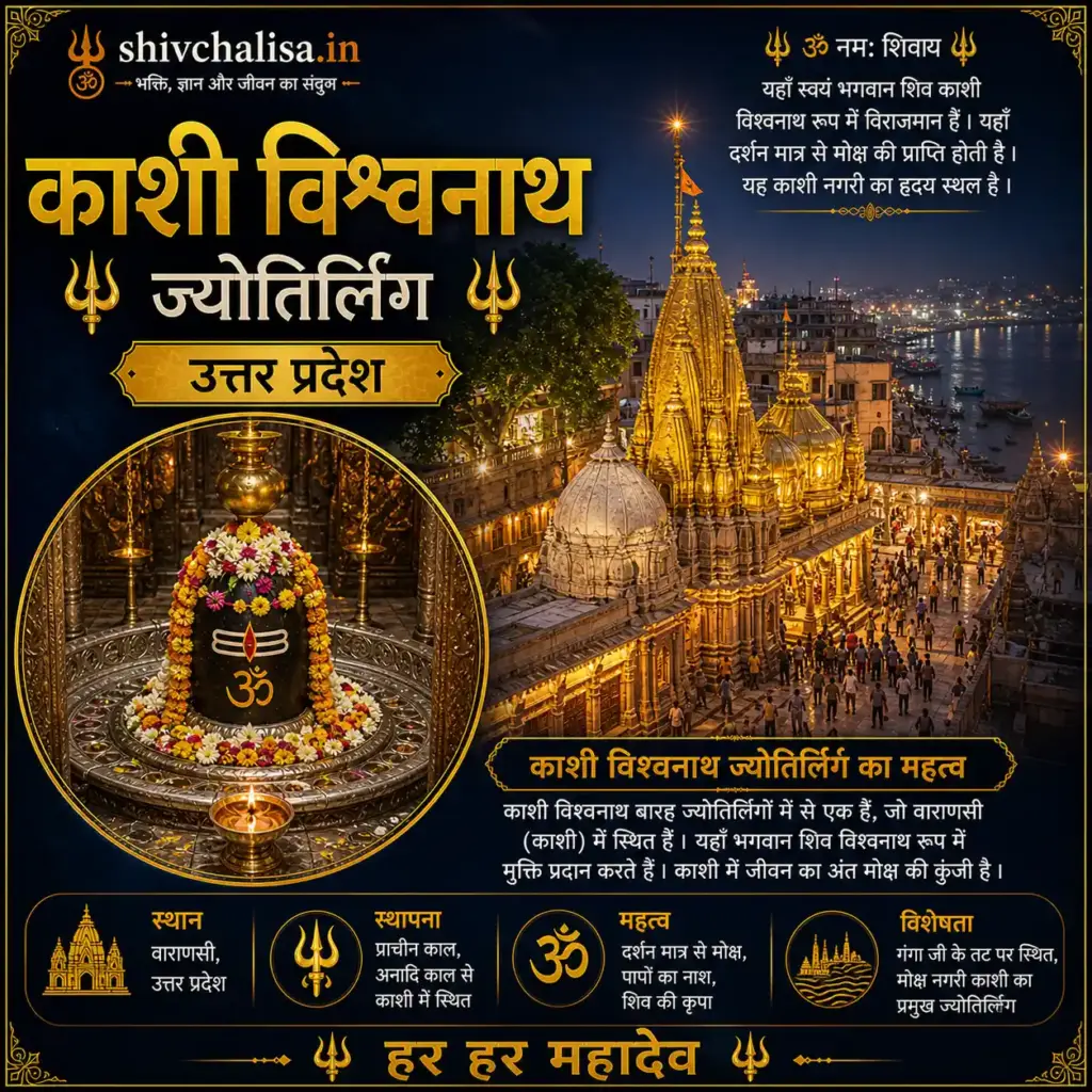 काशी विश्वनाथ ज्योतिर्लिंग वाराणसी गंगा तट पर स्थित स्वर्ण मंदिर